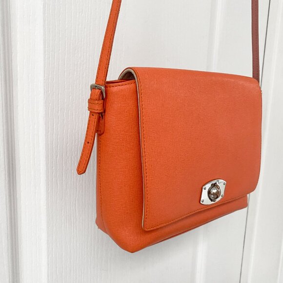 Furla - Appaloosa Pebbled Leather Cross Body Shoulder Bag - Orange - Picture 2 of 13